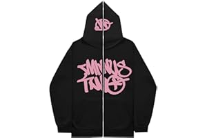 Genikeer Minus-Two Damska bluza z kapturem Y2k Hip-hop styl bluza z kapturem dla mężczyzn kobiet, kurtka Minus-Two z długim rękawem, Activewear Streetwear Y2k