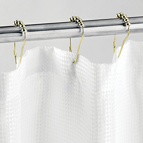 mDesign Duschvorhang-Ringe Edelstahl – 12 Duschvorhangringe mit praktischem Gleitsystem – Duschvorhang gleitet auf Rollen über die Duschstange – einfache Montage, stabile Halterung - 2