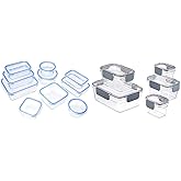 Amazon Basics - Glasbehälter für Lebensmittel, mit Deckel, 20 -teiliges Set(10 Behälter + 10 Deckel), BPA-freie & Tritan-Fris