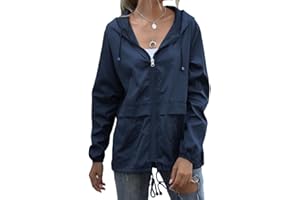 BALEMS Veste de pluie légère et imperméable pour femme - Respirante - Pliable - Coupe-vent - Veste softshell avec poches