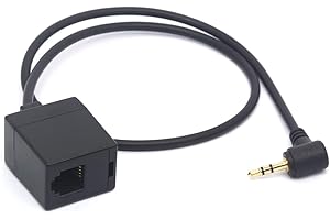 Tomost Adaptador de Cable Macho de 2,5 mm a RJ9/RJ22 para Auriculares Hembra, 90 Grados 4P4C RJ9 a Conector de teléfono de 2,5 mm