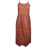Mogul Interior Women Beach Dress Orange Printed Strappy Resort Summer Sundress