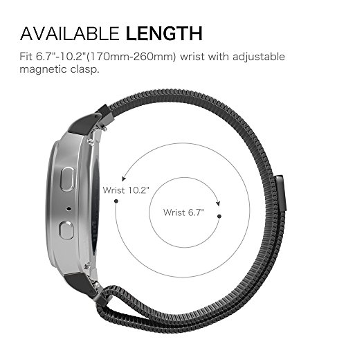Fintie Gear S2 Armband – Edelstahl Milanese Magnet UhrBand Uhrenarmband Erstatzband Replacement für Samsung Gear S2 SM-R720 / SM-R730 Smart Watch, Schwarz - 3