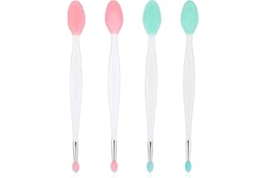 FDCLIXUVOL 4 PCS Pore Brushes, Lip Scrub Exfoliator Dual-Ended Pore Cleaning Brushes Soft Silicone Exfoliating Lip Brush Gentle Lips Scrubber for Men Women Lightening Dark Lipssmoother Fuller Lipappearance