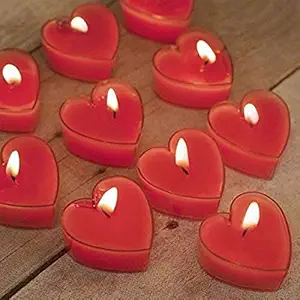 Eccellente Heart Shape Wax Scented Candles,Pack of 24,Red