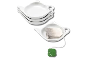 Leonardo Luxury Home Design Set 4 Porta Bustine The Usate Porcellana Esaurite Piattini Salvagoccia Eleganti Infusi Tisane Accessori Tea Time Idea Regalo (4 Porta Bustine Esaurite)