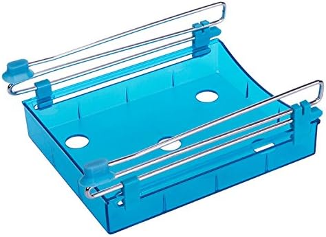 XMDZ Under Shelf Drawers Mini Storage Drawers Plastic Fridge Containers Refrigerator Divider Sliding Freezer Organiser Drawer Boxes Rack 2PCS Blue