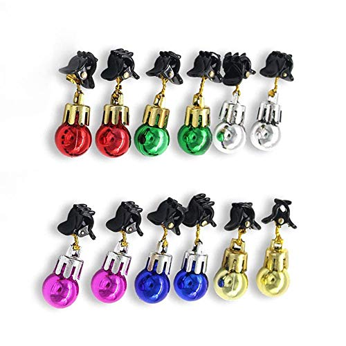 Ingeniously 12 PCS Christmas Beard Ornaments, Multi Coloured Mini Round Bulb Clip Beard Decoration
