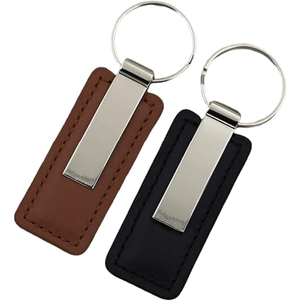 jeufun 1pc Black Leather Metal Keyring - Car Keychain Key Holder