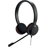Jabra Evolve 20 Stereo Kulaklık - Pasif G&uuml;r&uuml;lt&uuml; &Ouml;nleyici VoIP Softphone i&ccedil;in Microsoft Sertifikalı Kulaklık - USB-C/A - Siyah