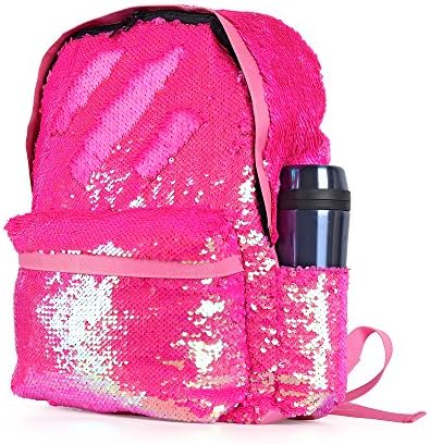 Stylish Girls Bag Magic Reversible Sequins Backpack for School Women Sparkle Casual Daypack (Pink/Rose)