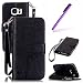 Produktbild EMAXELERS Galaxy S7 Case Blumen Campanula Muster PU Leder Brieftasche Hülle Flip Wallet Bookstyle Hüllen Etui Lederhülle mit Standfunktion und Karten-Slots für Galaxy S7,Black Campanula Black Case