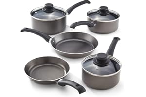 Judge Everyday JDAYC1 Set of Pans Non-Stick, 5-Piece Set 16cm 18cm 20cm Saucepans, 20cm 24cm Frying Pans - 5 Year Guarantee