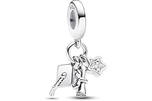 NUNUYAYA Charms Abaloriosde Cuentas Plata de Ley 925 con Circonita Cúbica Graduation Family Flower Charms Colgante Compatible con Niña Mujer Europeo Pulsera Collar