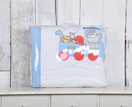 Locomotive Collection 100% Cotton Embroidered Cot Bed Bumper