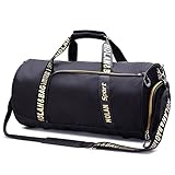 Topmail Fitnesstasche Schwarz mit Schuhfach SeitentascSporttasche Hen Vordertasche für Sport Reise Fitness Ausbildung 33L Für Männer Jungen Damen