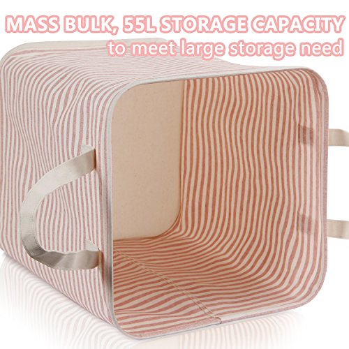 Lifewit Faltbar Wäschekorb Wäschesammler Wäschebox Laundry Taschen Haushalt Organizer Korb Wasserdicht Polyester Rund Groß Rosa/Beige - 5