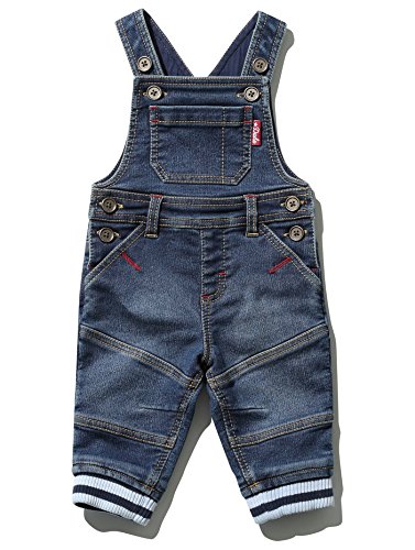 M&Co Baby Boy Soft Cotton Loopback Jersey Mid Wash Denim Front Pocket Elasticated Ankle Casual Dungarees Denim 12/18 Mnth