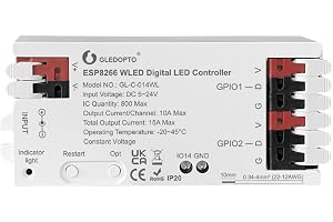 LIGHTEU®, LED-drivenhet WiFi WLED GLEDOPTO (ESP8266) DC 5–24 V för adressbara LED-remsor RGB WS2811 WS2812 SK6812 TM1814 WS28