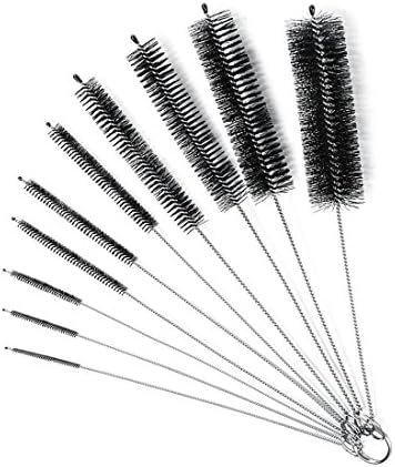 Set of 10 Wanxida Bottle Tube Brush Set Nylon Bottle Tube Nozzle Cleaning Brush Milk Tube Brushes Test Tubes Cleaning Bottles Tubes Brushes Set for Filters Straws Drops Glasses Keyboards Jewelery etc.