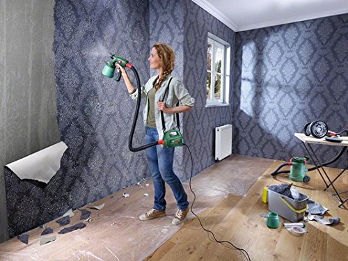 Bosch DIY Farbsprühsystem PFS 1000, Farbbehälter 800 ml, Düse für Lacke und Lasuren, Schultergurt, Karton (410 W, 100 ml/min, 1,5 m²/min) - 7