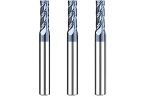 CREEYA 3 pezzi in metallo duro integrale 5mm 4 flauto/4 Precision Fresa piana, Nero rivestimento in AlTiN, VHM per metallo, legno, acrilico, plastica