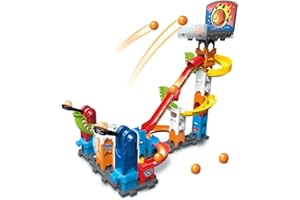 VTech – Juego de construcción y catapultas con Cesta de Baloncesto, 41 Unidades, 6 Bolas, Regalo para niños a Partir de 4 años, Incluye Circuito de Bolas