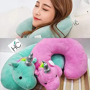 G4GIFT Unicorn Travel Pillow Soft Plush Animal Neck Pillow for Sleeping in Car,U Shaped Cushion Throw Pillow for Baby Girls Women Room Decor,Unicorn Gifts for Christmas Birthday (Pack of 1) (Pink)