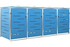 Willood Mülltonnenbox für 240L Edelstahl/Verzinkt Müllbox mit Belüftungssystem Abschließbar Gartenbox Blau 4 Tonnen