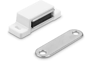 Navaris 10x loquet magnétique porte - Loqueteau aimanté pour porte armoire - Fermeture aimant pour meuble avec plaquette - Force de maintien 14 kg