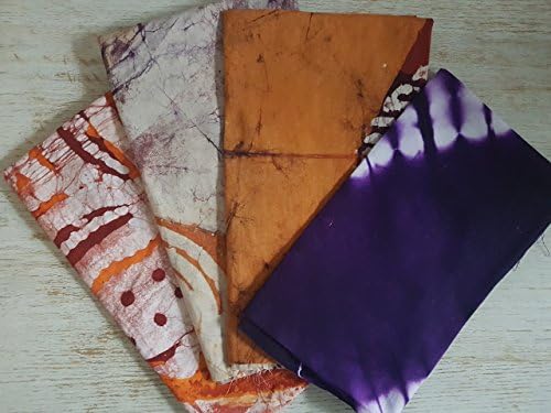 4 Fat Quarter Bundle African fabric traditional tie dye batik ideal for quilting - craft supplies