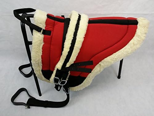 High Quality Bareback Saddlepads Fully Lined Fur (Girths and Stirrups Included) (Red)
