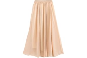 GOTHDEN Golden Service Falda Mujer Elástica Plisada Básica Falda Larga Mujer Maxi Bohemia Playa Vacaciones Gasa con Talla Grande Cintura Elástica