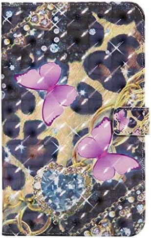 Samsung Galaxy Tab T385 Case , Multi-Function Screen Protector PU Leather , Ultra Slim Lightweight with Stand/Auto Sleep Wake-up Function Ciover Smart Case for Samsung Galaxy Tab T385 Case - Pink butterfly + 1X Dust plug &amp; Dustproof cloth