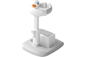 KIRJAUDU Support Baignoire Bébé sur Pied, Siège de Bain pour Bébé à Hauteur Réglable, Anti-Dérapant & Désassemblable, Tête de Canard Sonore pour Douche Bébé