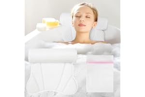 flintronic Badewannenkissen, Ergonomisches Luxus-Badewannenkissen, 4D-Badekissen für die Badewanne mit 6 Leistungsstarken Saugnäpfen für Home Spa und Badewannen Stützt Kopf, Nacken, Schultern, Rücken