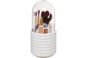 SYULCR Organizzatore Cosmetico Girevole, Organizzatore per Pennelli da Trucco Antipolvere, Organizer per Trucchi con Coperchio Girevole a 360°, Conservazione Cosmetica e Porta Pennelli