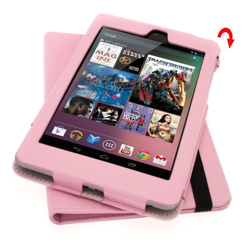 igadgitz Pink Rosa 360° Rotierende Abnehmbare PU Leder Tasche Schutz Hülle Schutzhülle Ledertasche Lederetui Etui Case Cover für Google Nexus 7 2012 1.Generation Android 4.1 Tablet 8GB 16GB. Mit Sleep/Wake Funktion + Display Schutzfolie (Nicht geeignet für 2. Generation veröffentlicht am August 2013) - 6