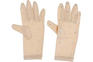 freneci Mädchen Frauen Eiskunstlauf Warme Handschuhe mit Strass für Performance Show - Hautfarbe, S