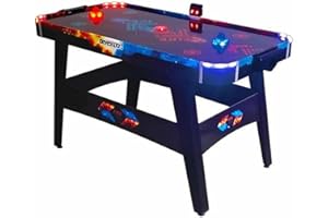 DE VES SPORT DEVESSPORT Air Hockey Fuego vs Hielo Incluye Dos Lanzadores Leds y Un Disco Led y Niveladores en Cada Pata | Mesa de Hockey con Luces LED Rojo y Azul, Marcador Electrónico y Baterías USB