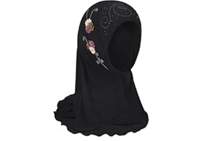 FakeFace Pañuelo para la cabeza para niñas, musulmán hijab musulmán para niña, bufanda con flores Arabia, gorra islámica, ropa, bufanda, verano, turbante elástico, velo facial