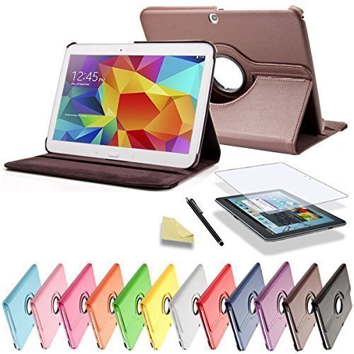 SVS 3in1 SET 360° Tab4 10.1 Schutzhülle + Folie + Pen Samsung Galaxy Tab 4 SM-T530 / T531 / T535 Tasche Etui (Braun)