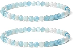 Landorilo 4mm Stretch Armband aus Echten Naturstein Perlen, Heilstein Edelstein Armbänder für Damen Herren, Glücksarmband, Exquisite Geschenke, Inklusive Ersatzperlen