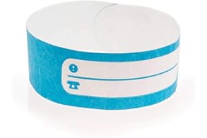 FUN FAN LINE - Conjuntos de 100 Pulseras identificativas de Papel tyvek con Pista de Escritura para niños y Ancianos. Cierre Adhesivo Resistente, intransferible y Resistente al Agua.