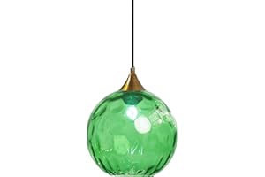 EUONE_CLOTHES Lampadario a Sospensione a Sfera in Vetro Ondulato con Finitura Oro Lampada a Sospensione a Soffitto Industriale Vintage E27 Per Sala da pranzo Cucina - Verde scuro