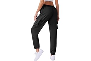 DXANDN Pantalon de Travail Femme Multi-Poches à Taille élastiquée et à Cordon de Serrage Pas Cher Soldes Pantalons Cargo de Randonnée Pantalon à Séchage Rapide Pantalons de Sport Décontractés