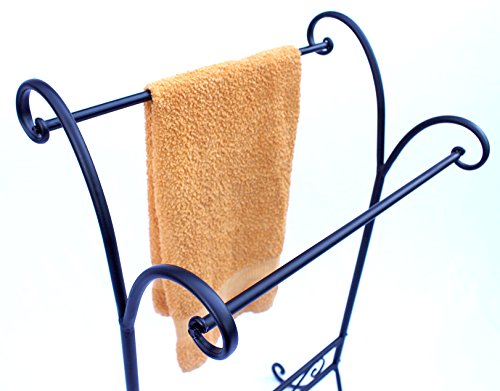 DanDiBo Handtuchhalter 092568 Handtuchständer 90 cm Landhaus Schwarz Standhandtuchhalter - 3