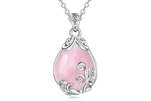POPLYKE Sterling Silber Edelstein Filigran Teardrop Anhänger Halskette Kristall Schmuck für Frauen