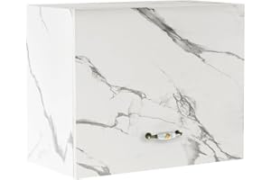 Shally Dogan Pensile da Cucina, Sopracappa, Armadio in Legno Armadietto Multiuso da Muro a Ribalta Spazioso, Dimensioni 60 x 32 x 49H cm (Marmo)