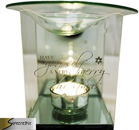 *MERRY CHRISTMAS* Christmas - Glass Yankee Candle Tart Oil Burner warmer Tea Light Holder
